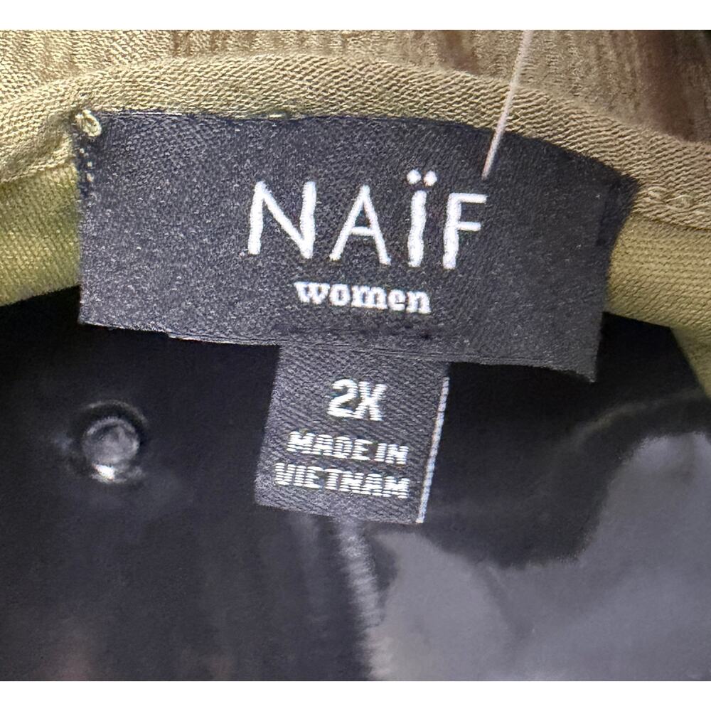 NAIF Women Plus Size Tunic Dress 2X Cold Shoulder Green Lined Cold Shoulder New - Picture 8 of 11